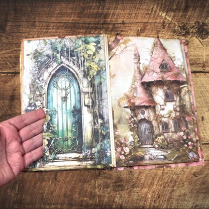 Enchanted Fairy Expandable Junk Journal | Handmade Fairy Journal | 90 Pages | 15 Pockets | Ephemera & Fabric Bundle