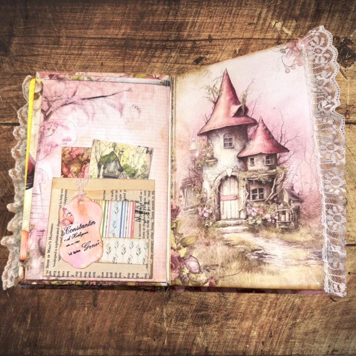 Enchanted Fairy Expandable Junk Journal | Handmade Fairy Journal | 90 Pages | 15 Pockets | Ephemera & Fabric Bundle