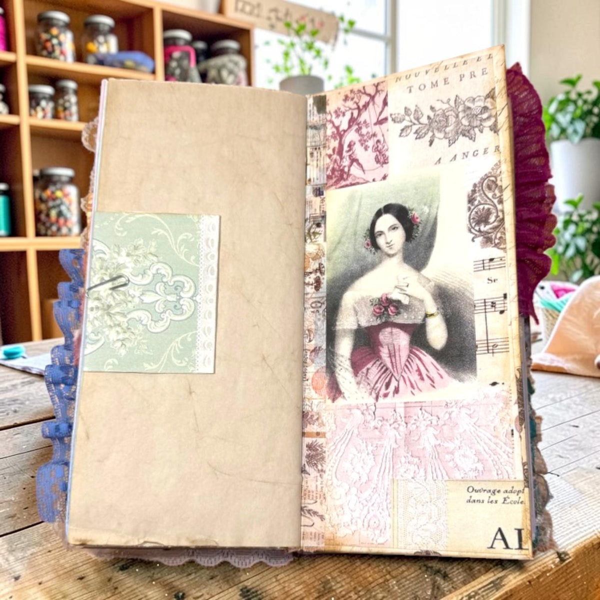 Victorian Expandable Envelope Junk Journal | Handmade Coffee Dyed Journal | 126 Pages | Interactive Journal Pockets, Envelopes & Ephemera