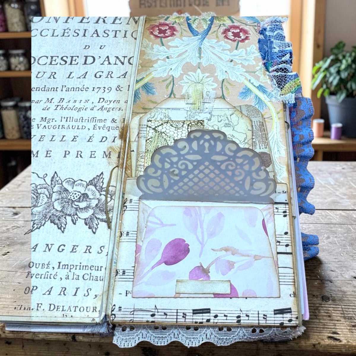 Victorian Expandable Envelope Junk Journal | Handmade Coffee Dyed Journal | 126 Pages | Interactive Journal Pockets, Envelopes & Ephemera