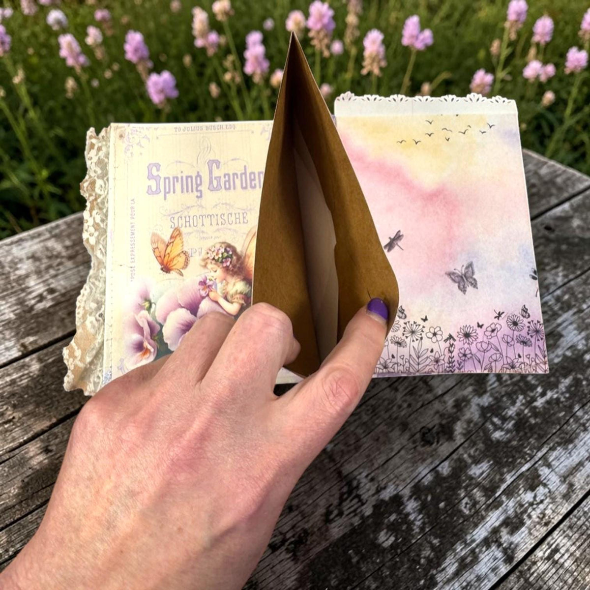 Violet Fairy Expandable Junk Journal | Handmade Fairy Journal | 114 Pages | Fabric Spine | Ephemera & Fabric Bundle