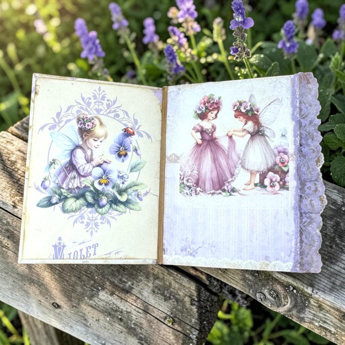 Violet Fairy Expandable Junk Journal | Handmade Fairy Journal | 114 Pages | Fabric Spine | Ephemera & Fabric Bundle