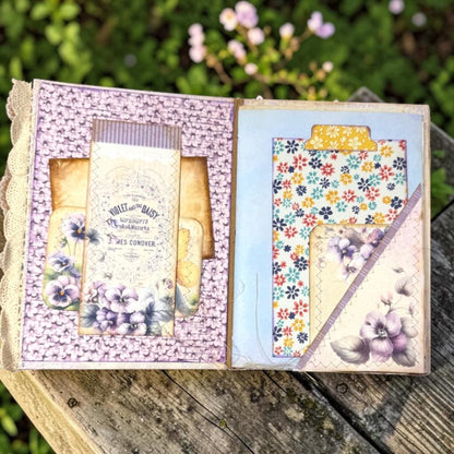 Violet Fairy Expandable Junk Journal | Handmade Fairy Journal | 114 Pages | Fabric Spine | Ephemera & Fabric Bundle