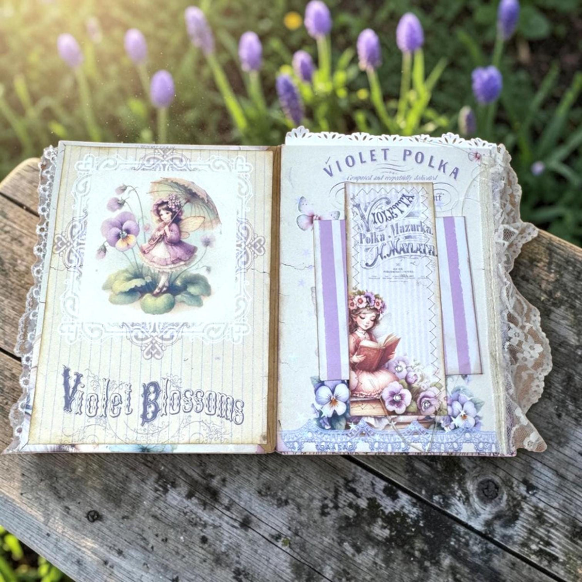 Violet Fairy Expandable Junk Journal | Handmade Fairy Journal | 114 Pages | Fabric Spine | Ephemera & Fabric Bundle