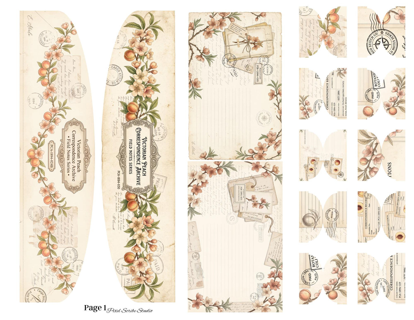 Victorian Peach Correspondence Archive Accordion File Folder Kit | Printable Junk Journal Organizer | Ephemera Storage PDF