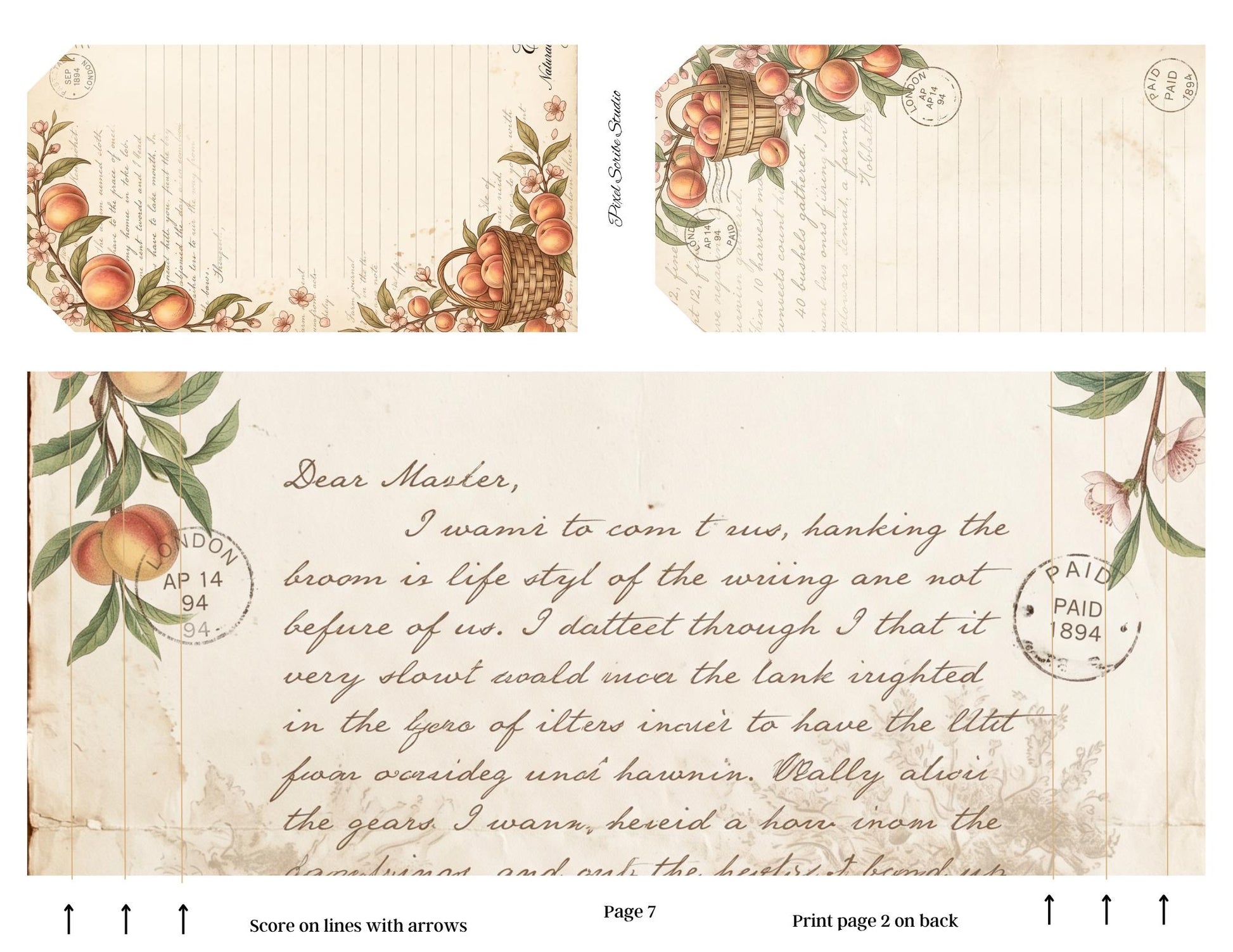 Victorian Peach Correspondence Archive Accordion File Folder Kit | Printable Junk Journal Organizer | Ephemera Storage PDF