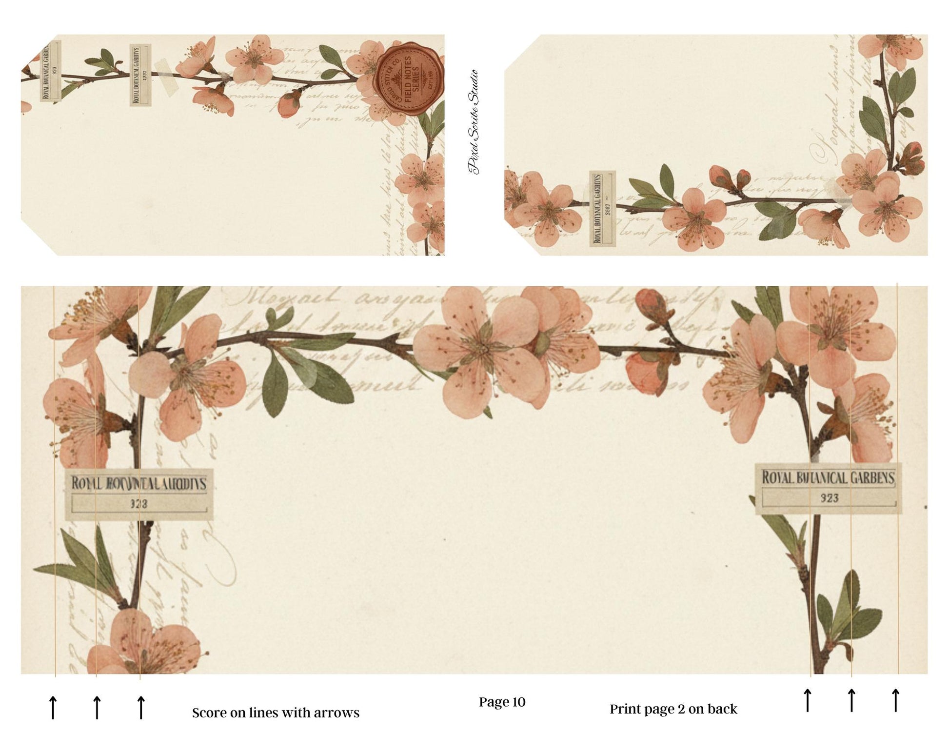 Victorian Peach Correspondence Archive Accordion File Folder Kit | Printable Junk Journal Organizer | Ephemera Storage PDF