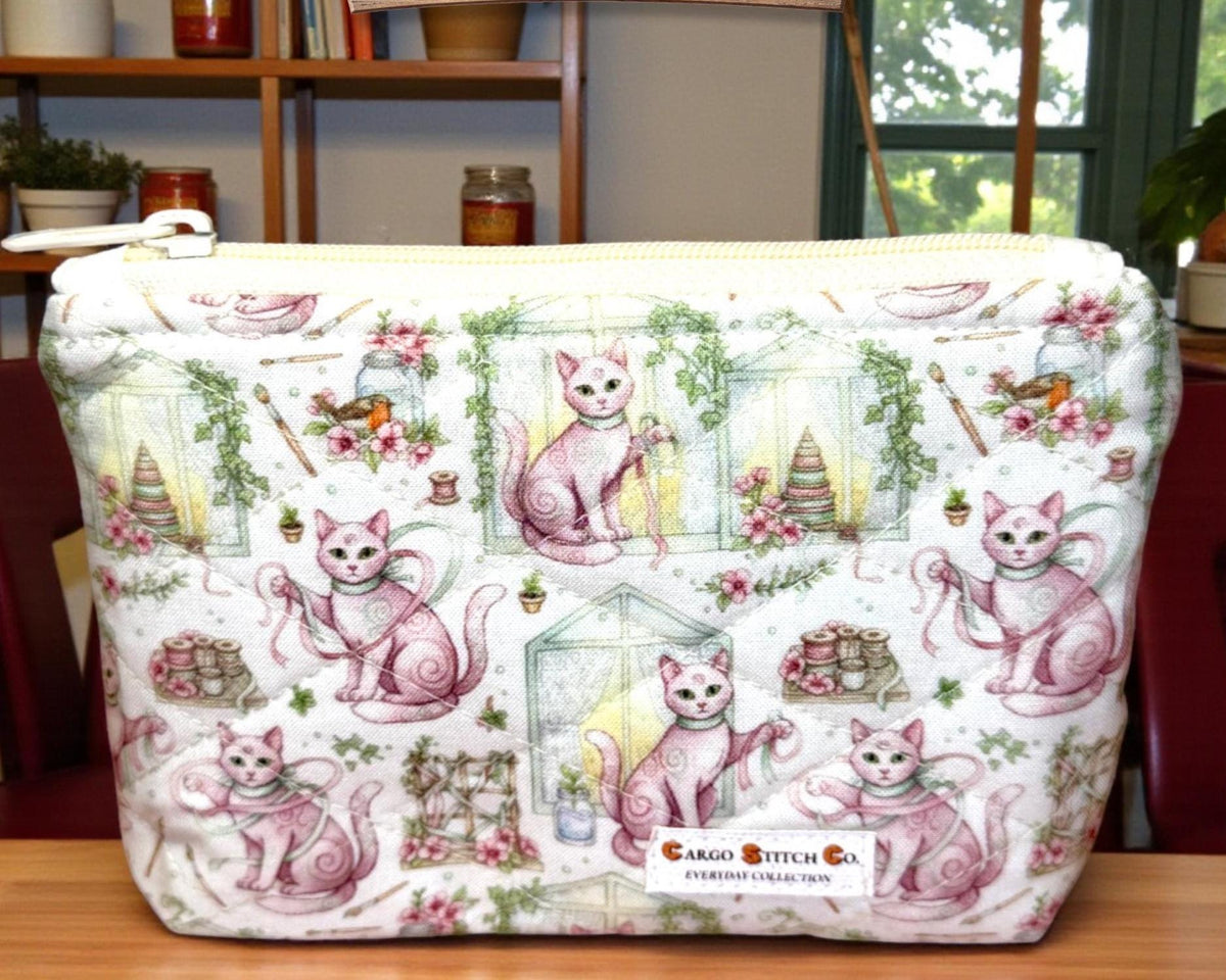 Small Zipper Pouch – Sewing Garden Cat | Cargo Stitch Co. Original