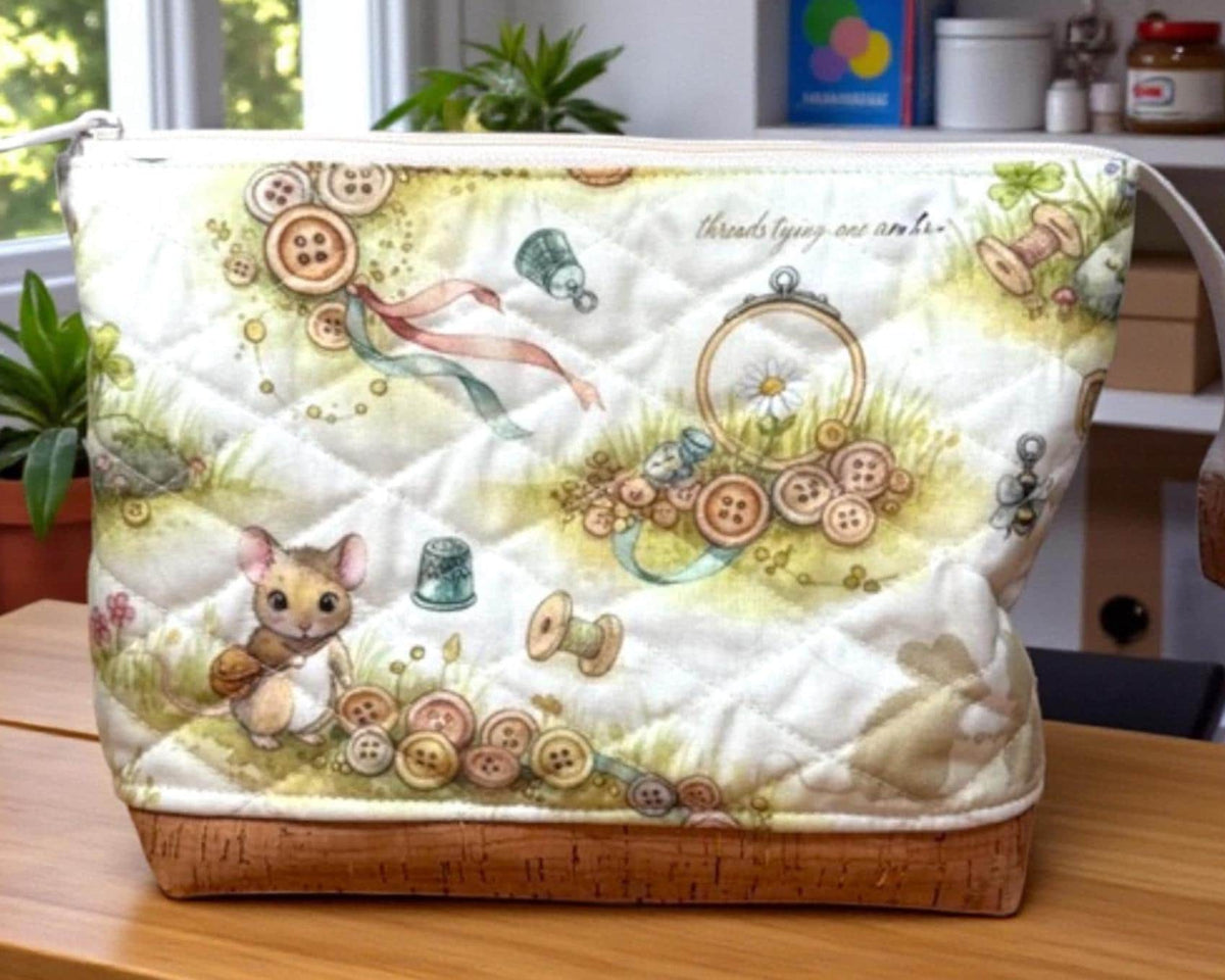 Quilted Sewing Project Bag | Pippin the Mouse Large Craft Organizer | Embroidery Crochet Knitting Bag | Gift for Sewist