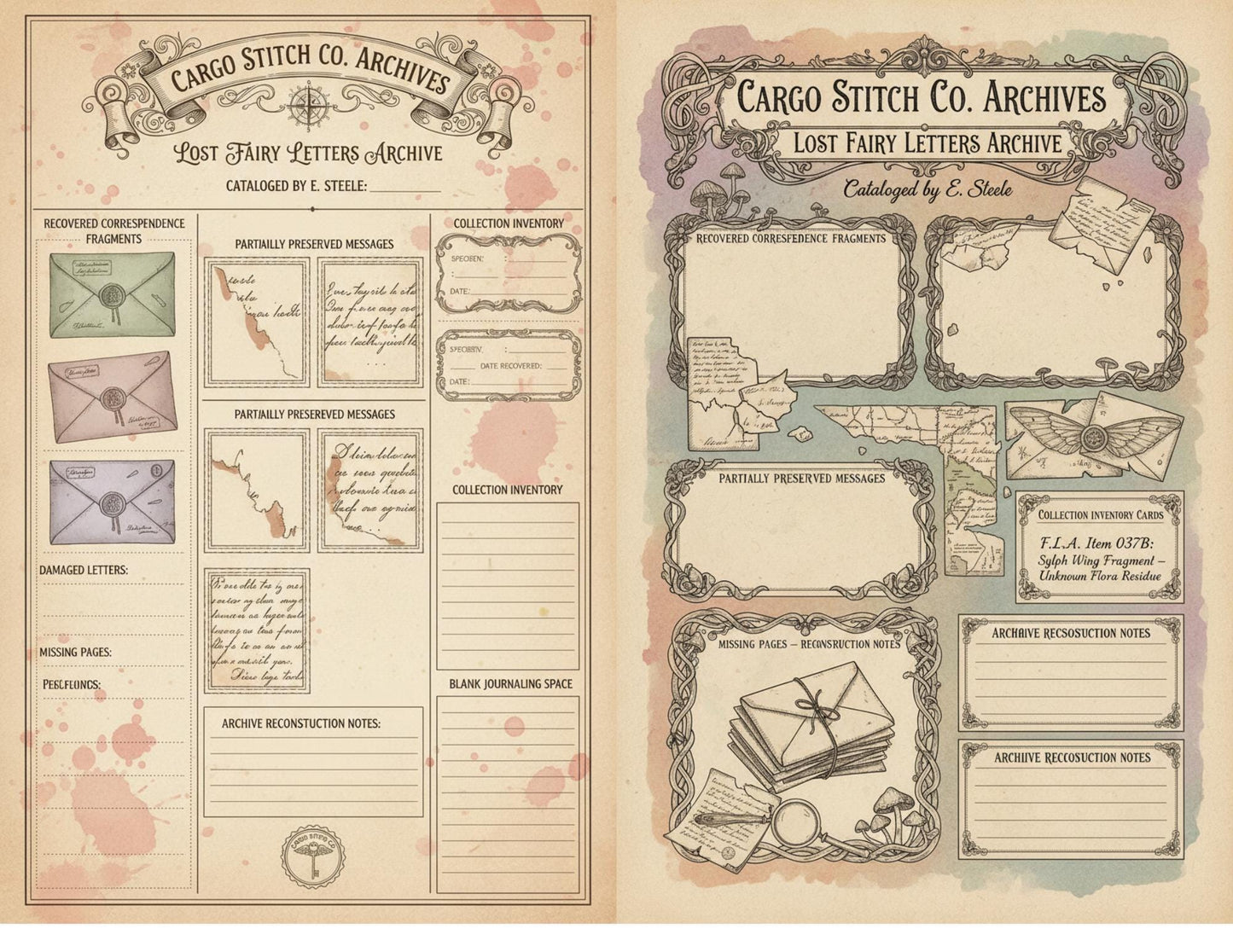 Fairy Correspondence Archive | Printable Fairy Journal Kit, Letters, Ephemera, Writing Pages, Vintage Archive Papers
