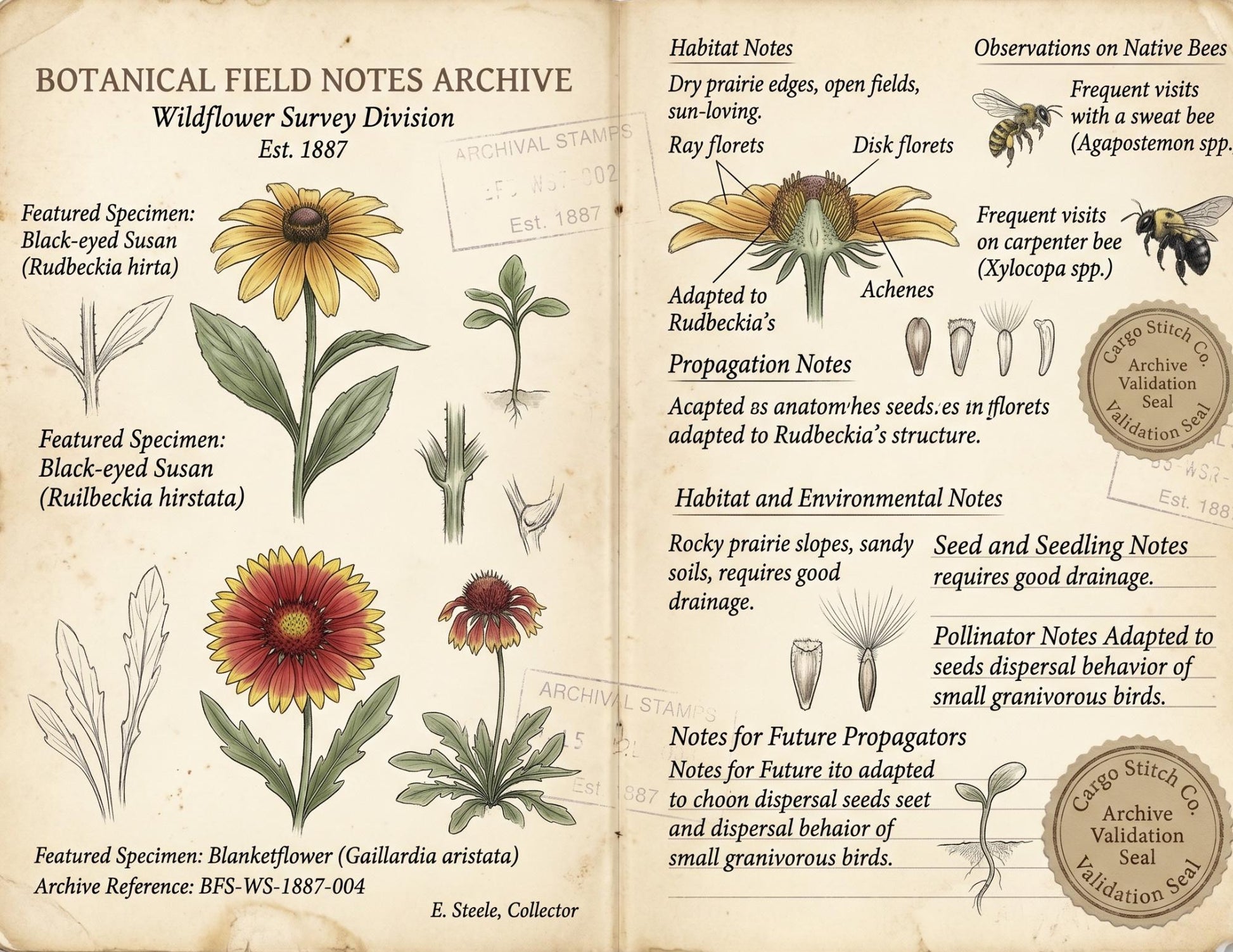 Moon Garden Botanical Society Field Notes & Specimens | Botanical Journal Pages | Vintage Nature Archive | Printable Junk Journal Kit