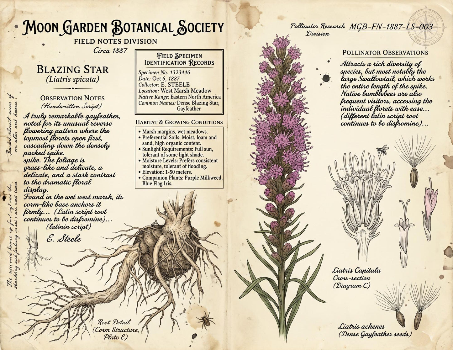 Moon Garden Botanical Society Field Notes & Specimens | Botanical Journal Pages | Vintage Nature Archive | Printable Junk Journal Kit