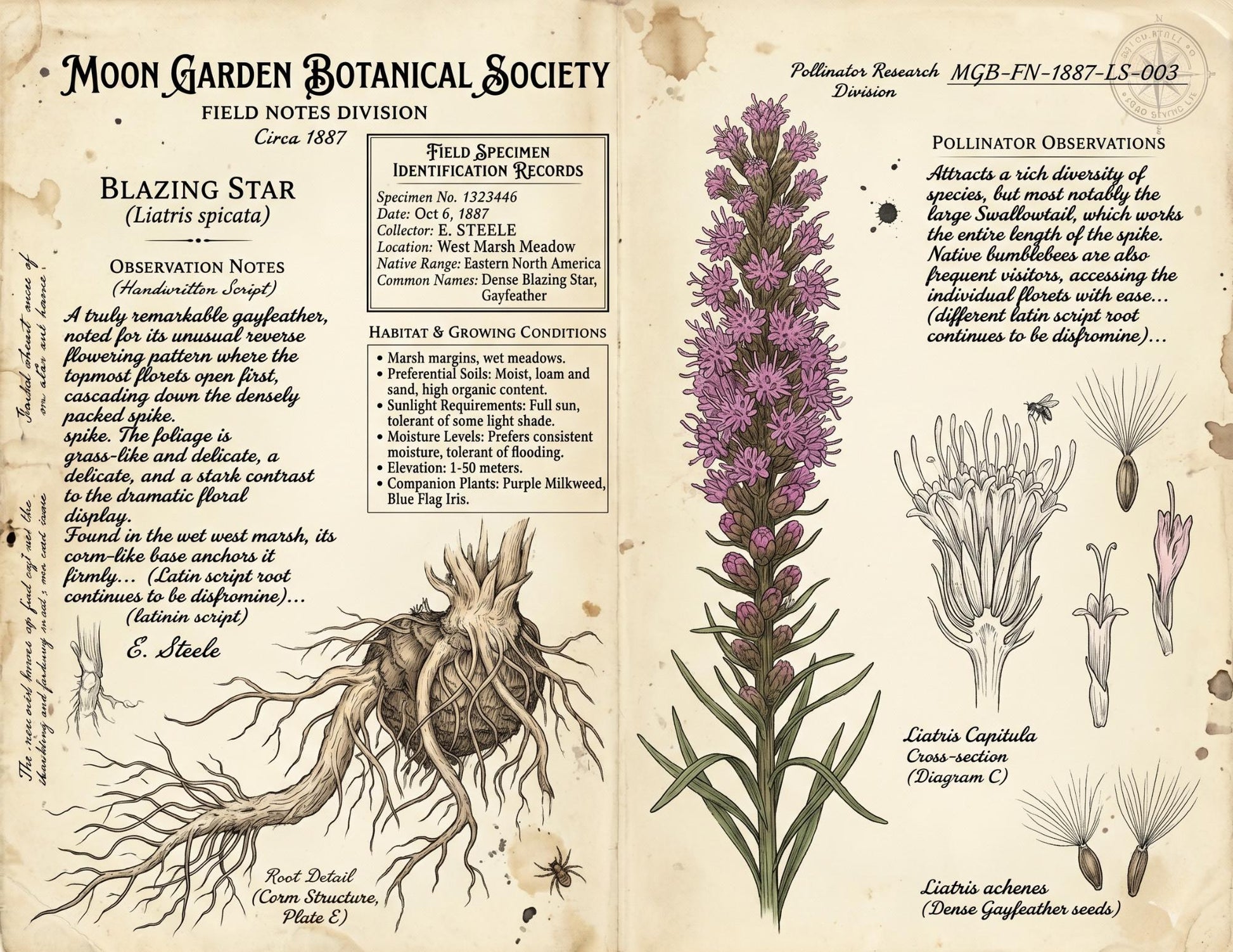 Moon Garden Botanical Society Field Notes & Specimens | Botanical Journal Pages | Vintage Nature Archive | Printable Junk Journal Kit
