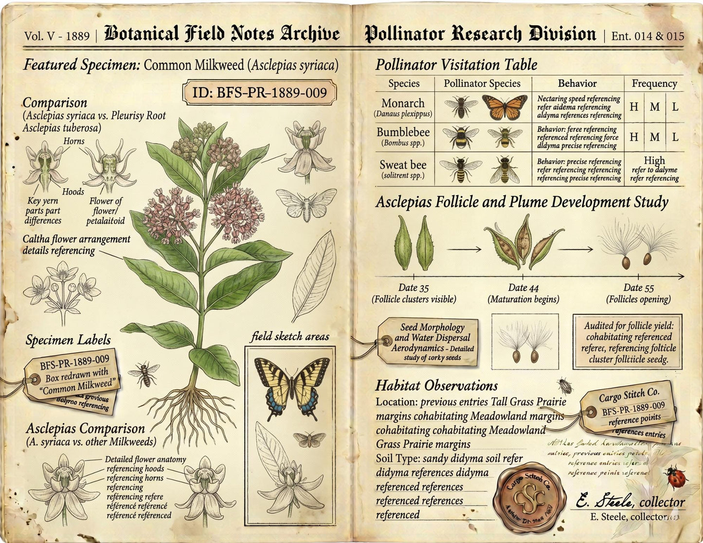Moon Garden Botanical Society Field Notes & Specimens | Botanical Journal Pages | Vintage Nature Archive | Printable Junk Journal Kit