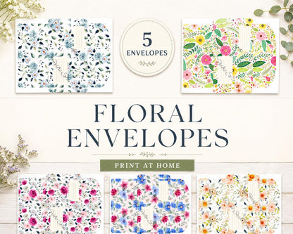 Floral Printable Envelopes | 5 Vintage-Style Stationery Designs for Happy Mail, Journaling & Handmade Letters PDF