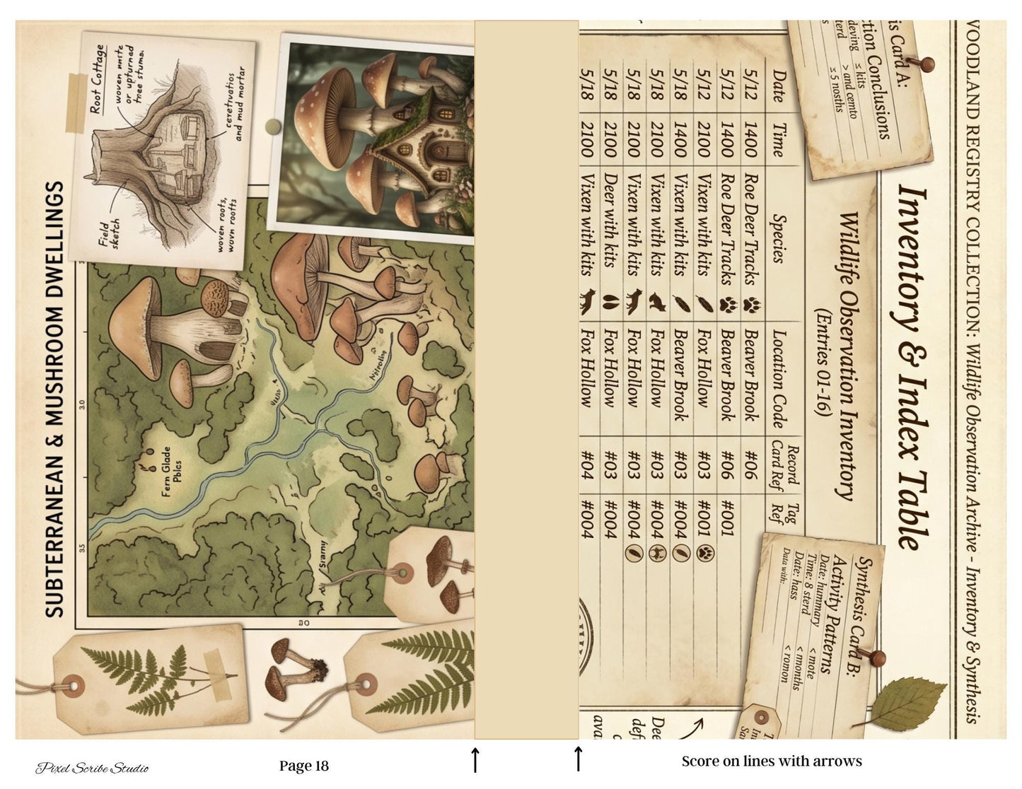 Accordion File Folder Kit Woodland Registry | Woodland Maps & Surveys | Printable Accordion Folder, Junk Journal Printable, Archive Ephemer