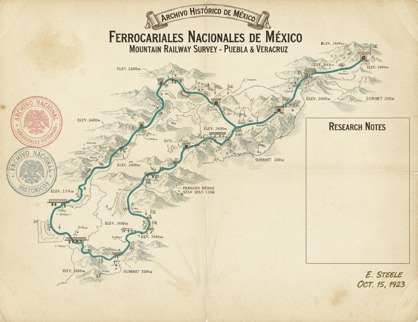 Mexico Railway Survey Maps | Ferrocarriles Nacionales de México | Vintage Railway Archive | Printable Journal Pages | Digital Download