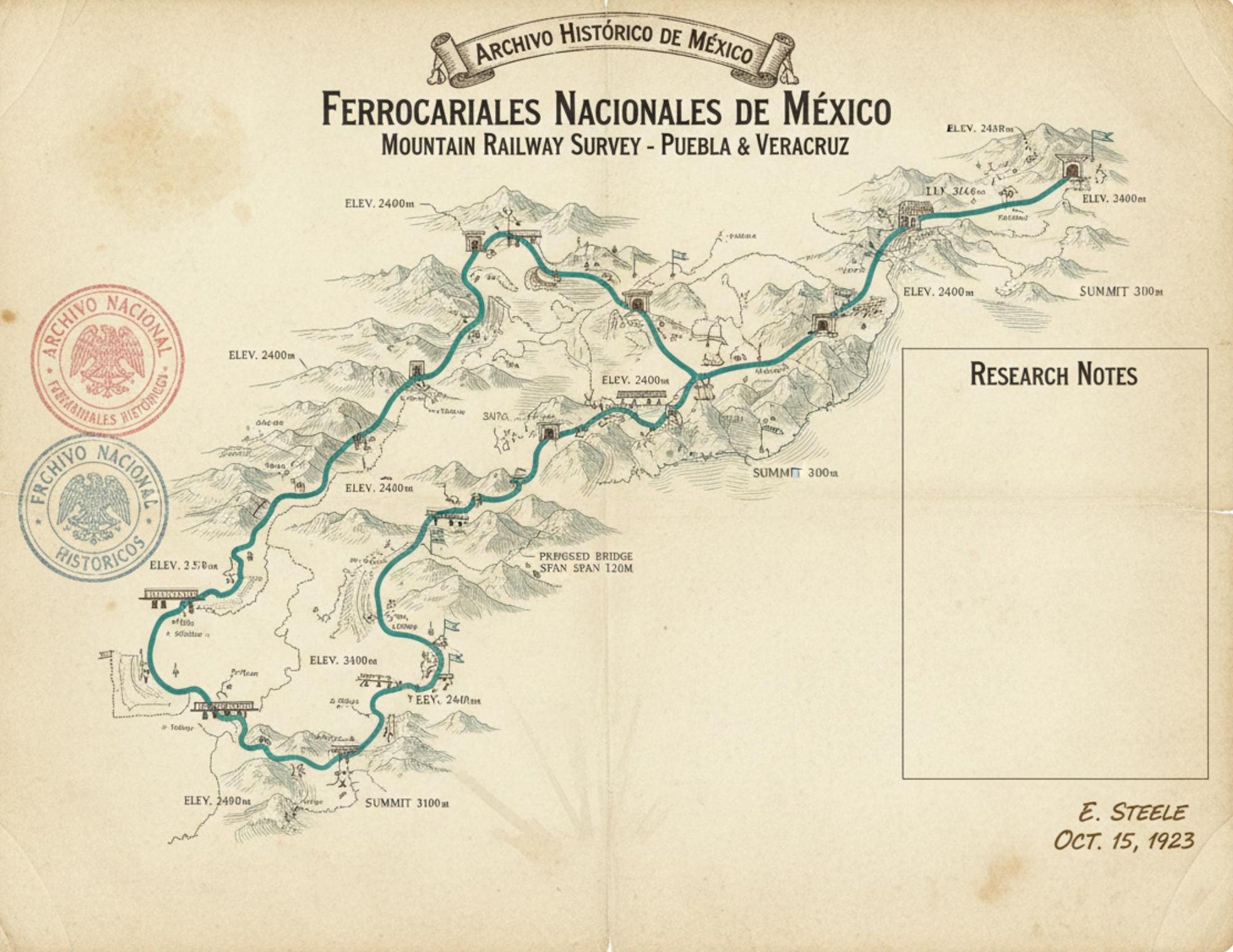 Mexico Railway Survey Maps | Ferrocarriles Nacionales de México | Vintage Railway Archive | Printable Journal Pages | Digital Download