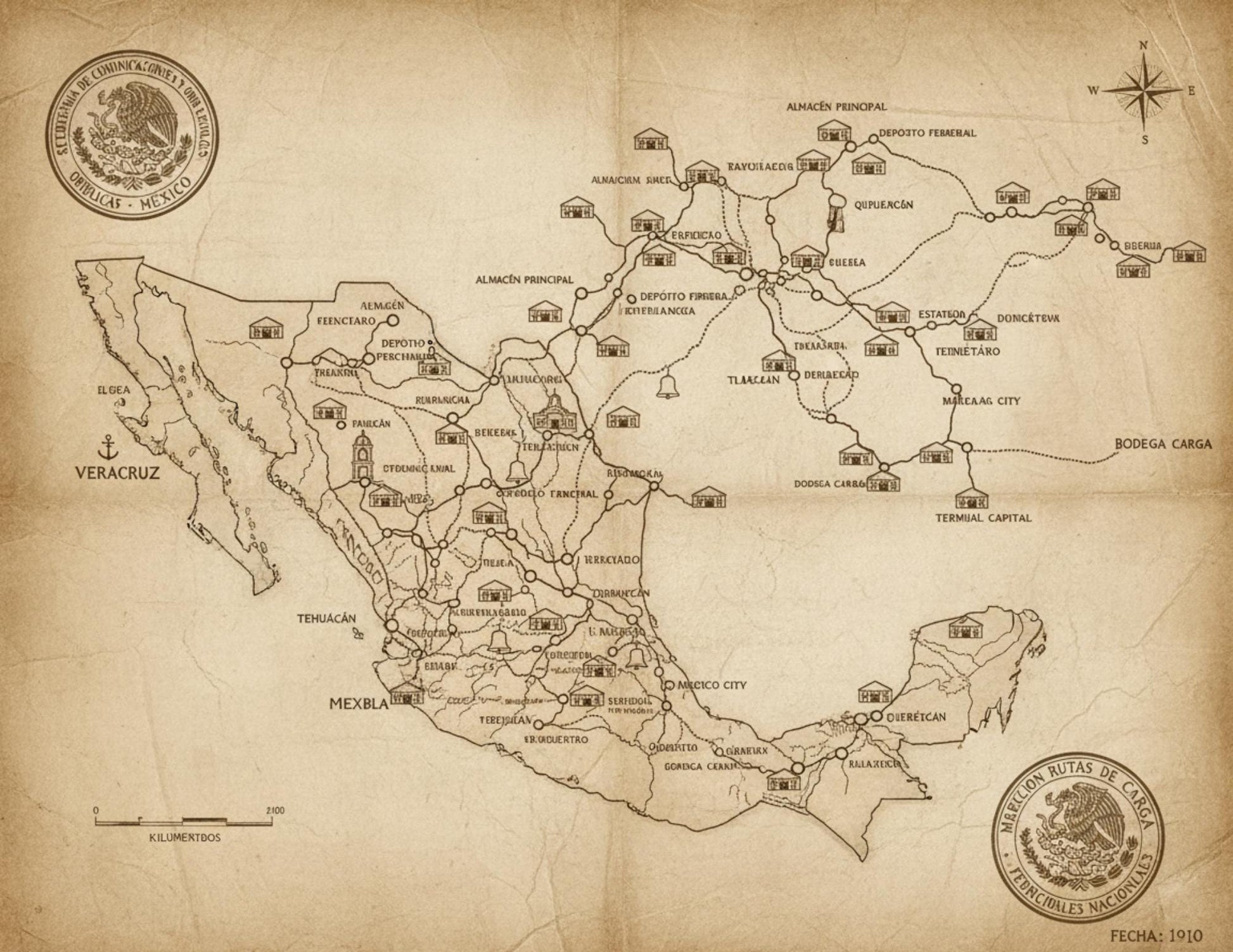 Mexico Railway Survey Maps | Ferrocarriles Nacionales de México | Vintage Railway Archive | Printable Journal Pages | Digital Download