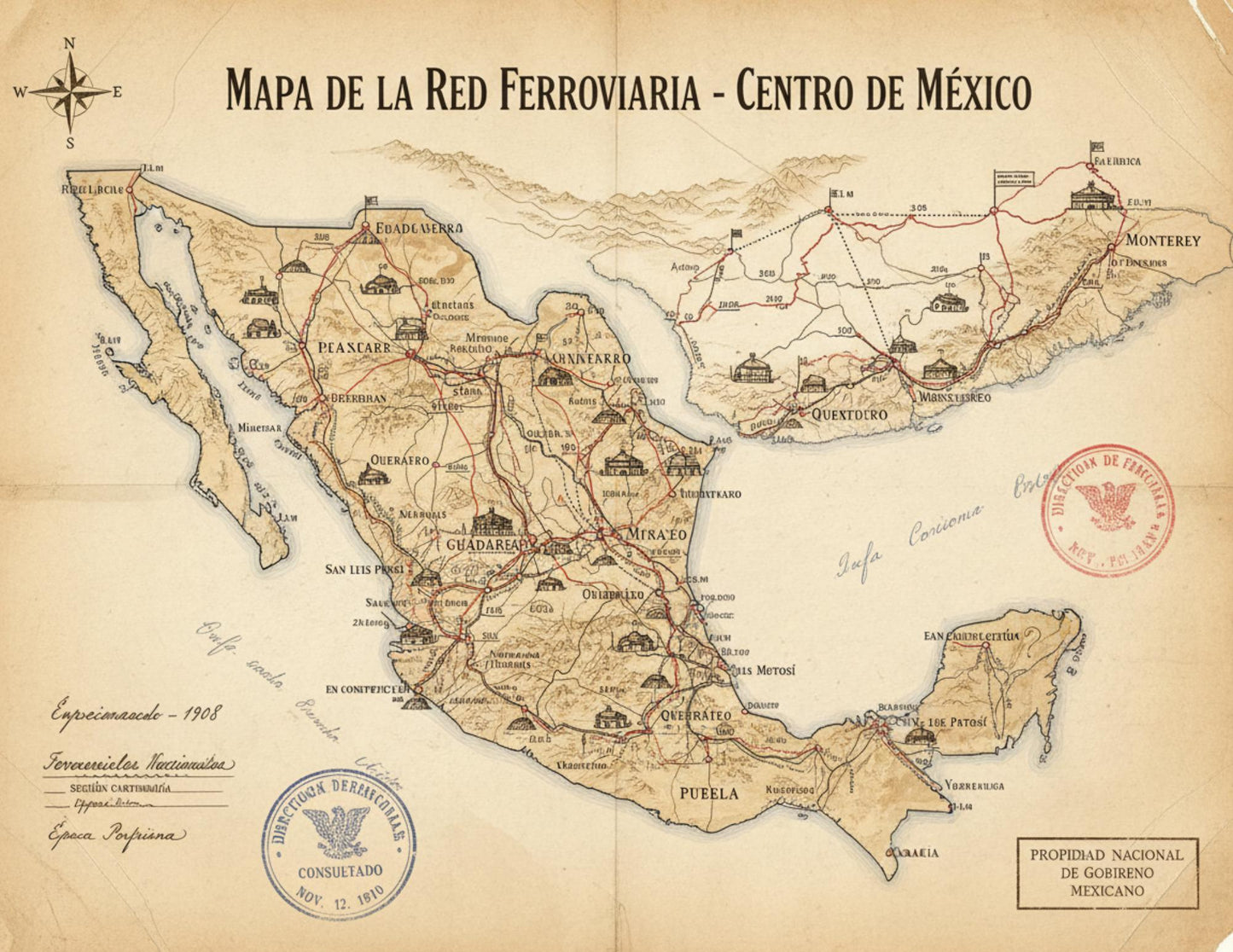 Mexico Railway Survey Maps | Ferrocarriles Nacionales de México | Vintage Railway Archive | Printable Journal Pages | Digital Download