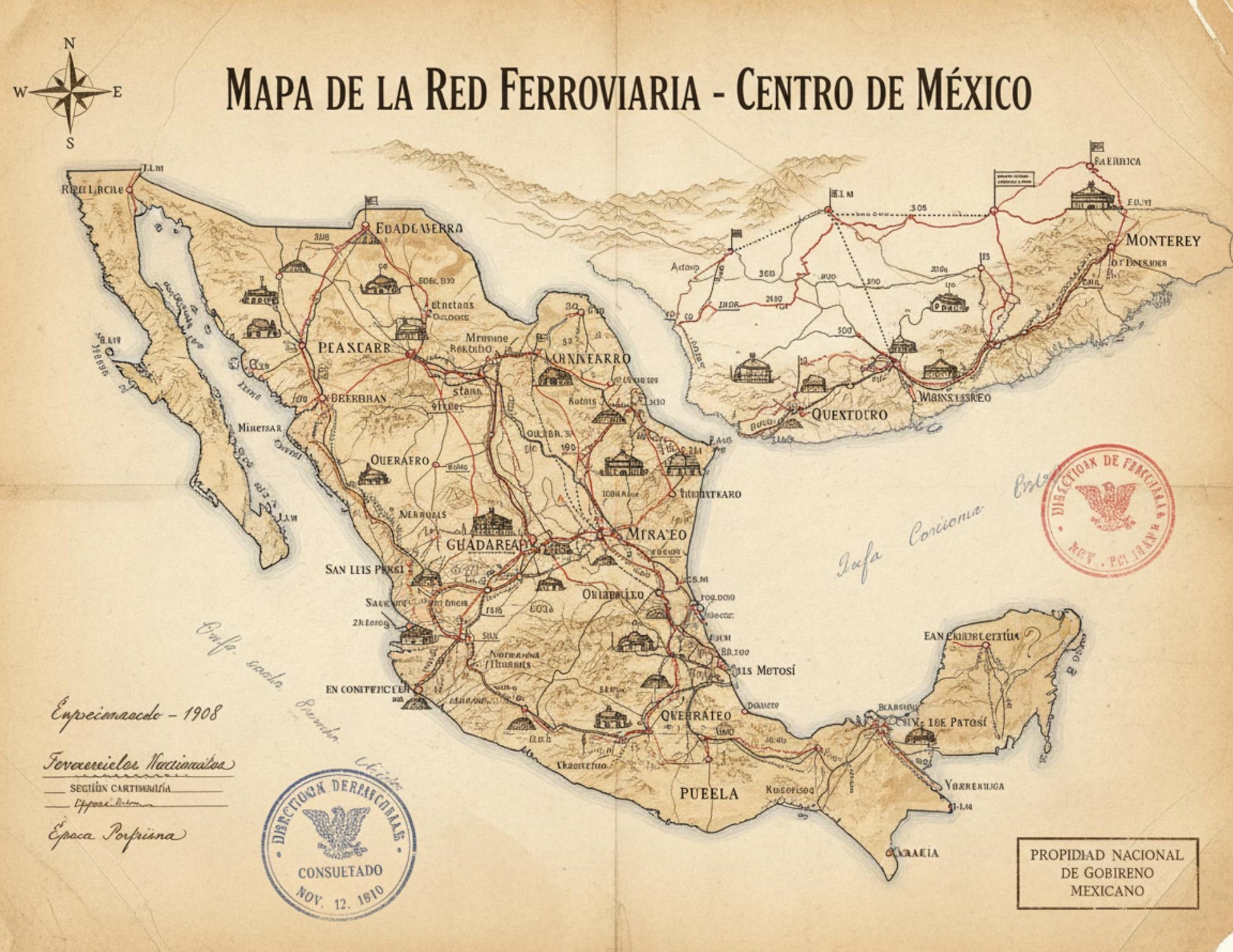 Mexico Railway Survey Maps | Ferrocarriles Nacionales de México | Vintage Railway Archive | Printable Journal Pages | Digital Download