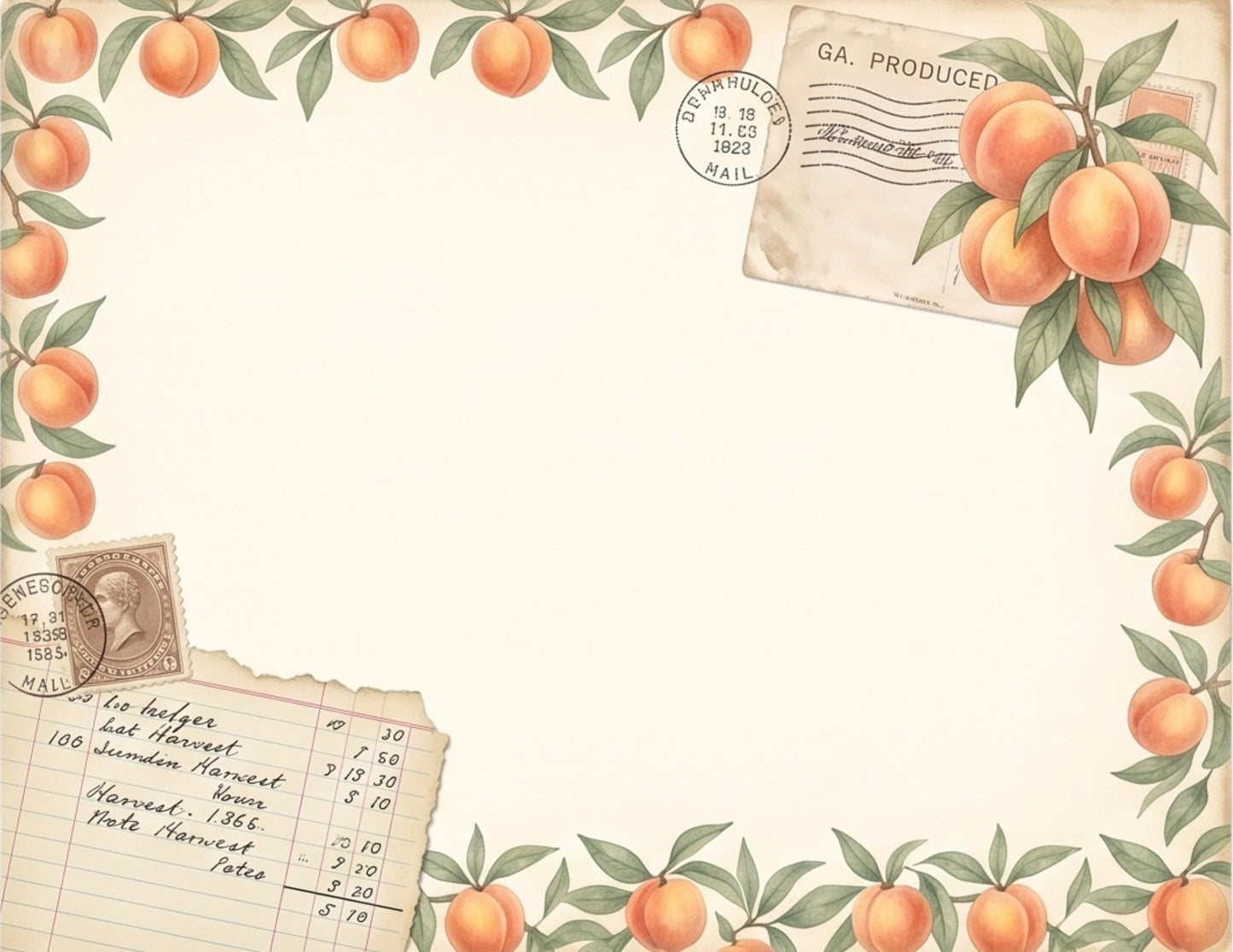 Peach Orchard Journaling Pages | Vintage Botanical Writing Paper | Peach Blossom Stationery | Printable Journal Pages | Junk Journal Kit