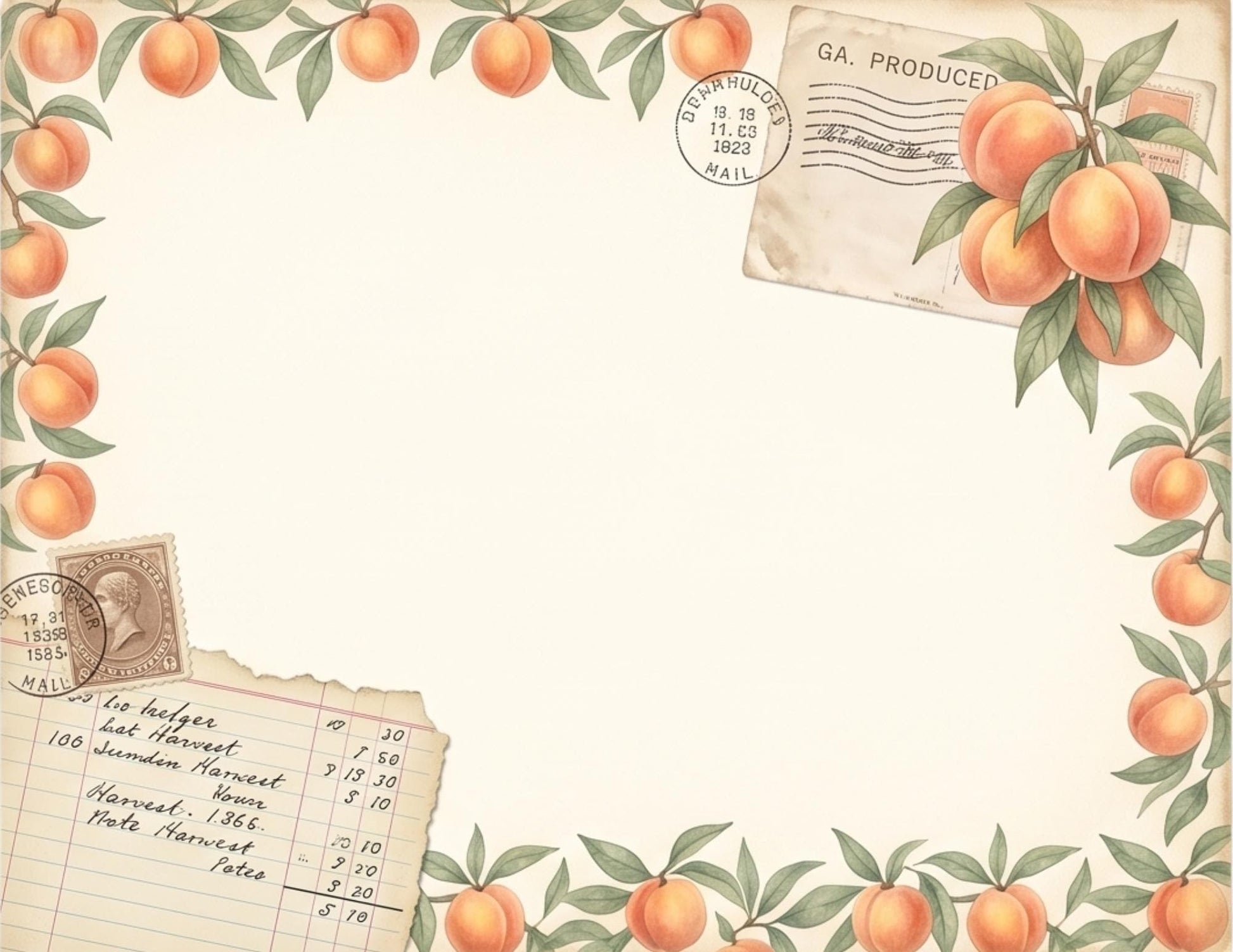Peach Orchard Journaling Pages | Vintage Botanical Writing Paper | Peach Blossom Stationery | Printable Journal Pages | Junk Journal Kit