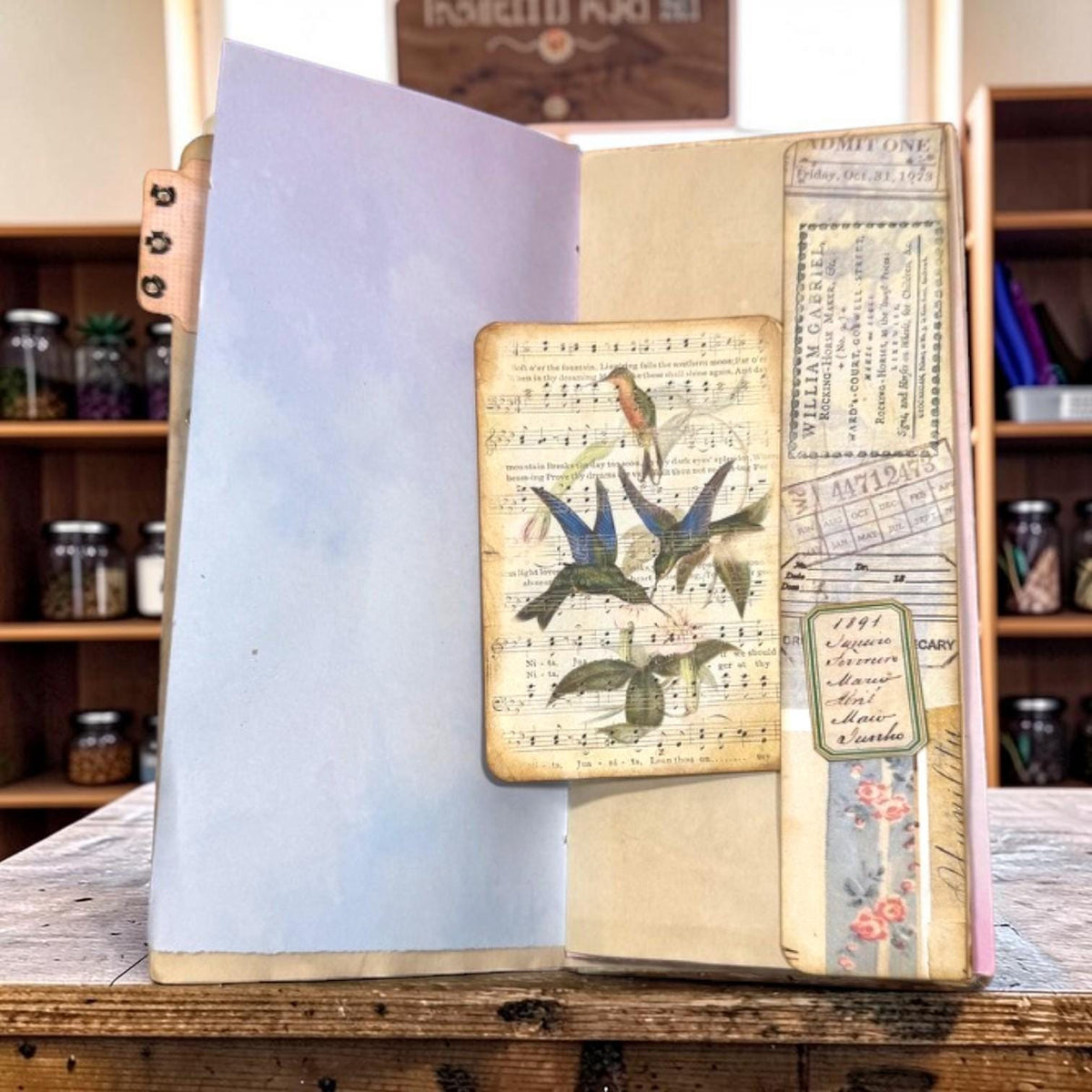Victorian Expandable Envelope Junk Journal | Handmade Coffee Dyed Journal | 126 Pages | Interactive Journal Pockets, Envelopes & Ephemera