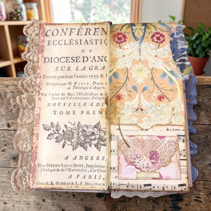 Victorian Expandable Envelope Junk Journal | Handmade Coffee Dyed Journal | 126 Pages | Interactive Journal Pockets, Envelopes & Ephemera