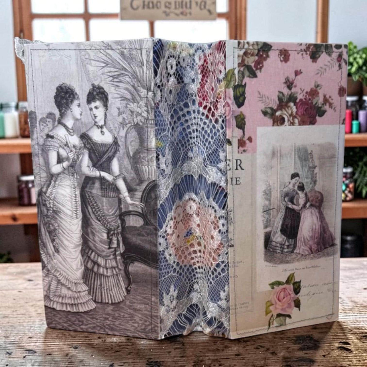 Victorian Expandable Envelope Junk Journal | Handmade Coffee Dyed Journal | 126 Pages | Interactive Journal Pockets, Envelopes & Ephemera