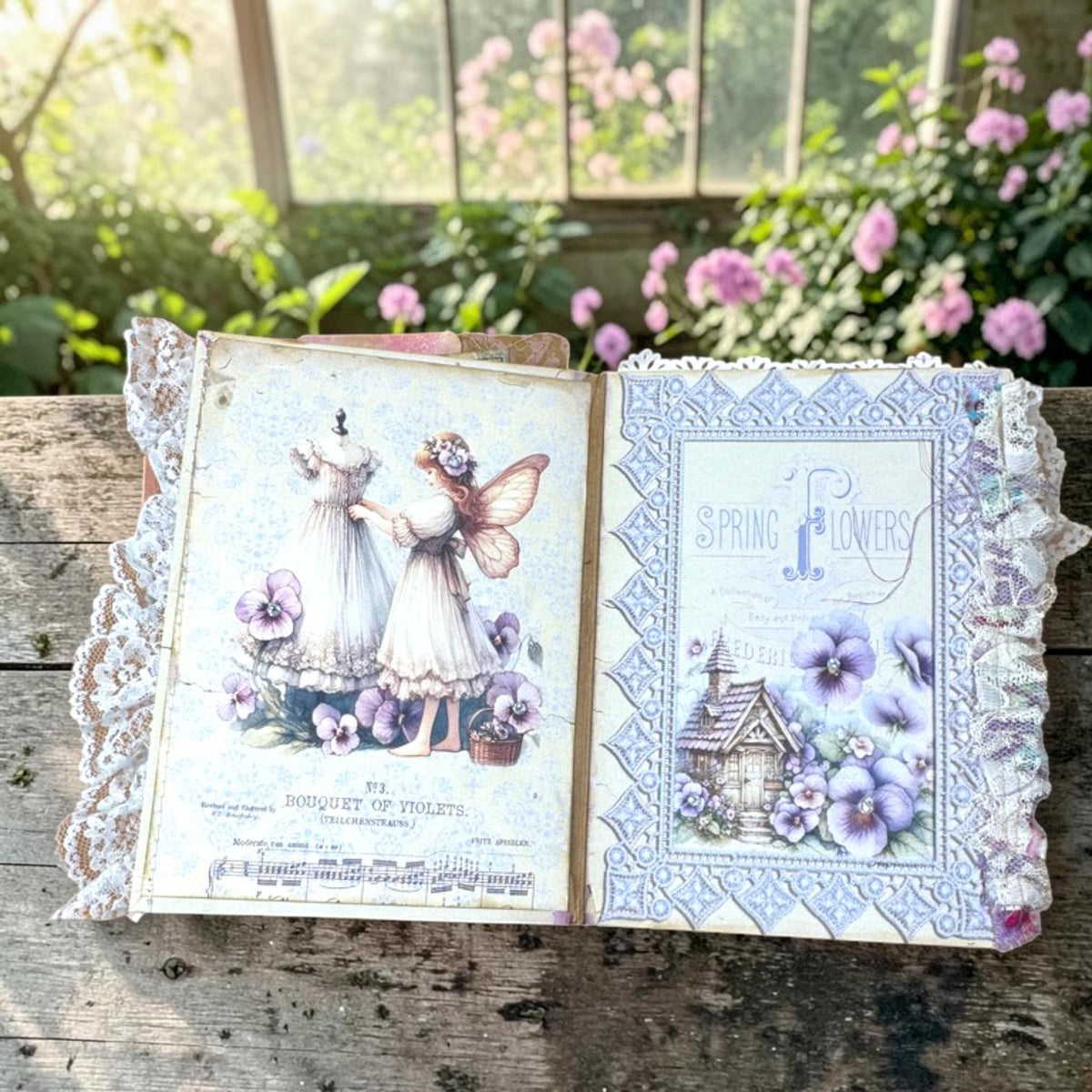 Violet Fairy Expandable Junk Journal | Handmade Fairy Journal | 114 Pages | Fabric Spine | Ephemera & Fabric Bundle