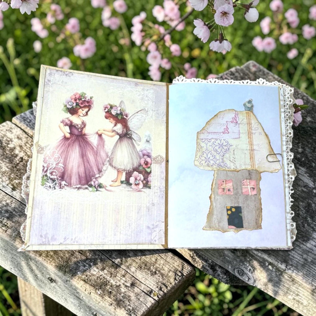 Violet Fairy Expandable Junk Journal | Handmade Fairy Journal | 114 Pages | Fabric Spine | Ephemera & Fabric Bundle