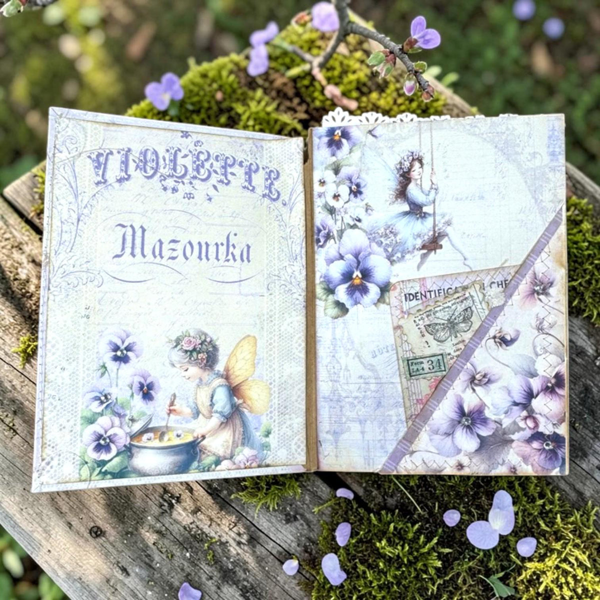 Violet Fairy Expandable Junk Journal | Handmade Fairy Journal | 114 Pages | Fabric Spine | Ephemera & Fabric Bundle