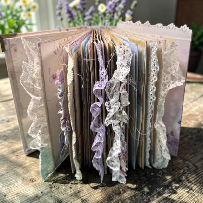Violet Fairy Expandable Junk Journal | Handmade Fairy Journal | 114 Pages | Fabric Spine | Ephemera & Fabric Bundle
