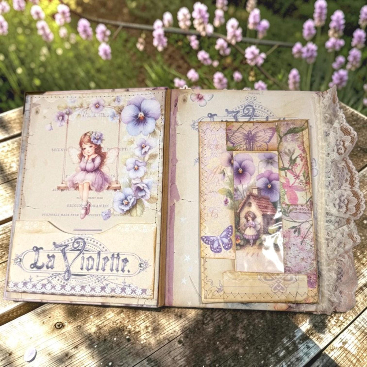 Violet Fairy Expandable Junk Journal | Handmade Fairy Journal | 114 Pages | Fabric Spine | Ephemera & Fabric Bundle