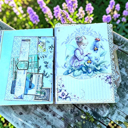Violet Fairy Expandable Junk Journal | Handmade Fairy Journal | 114 Pages | Fabric Spine | Ephemera & Fabric Bundle