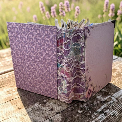 Violet Fairy Expandable Junk Journal | Handmade Fairy Journal | 114 Pages | Fabric Spine | Ephemera & Fabric Bundle