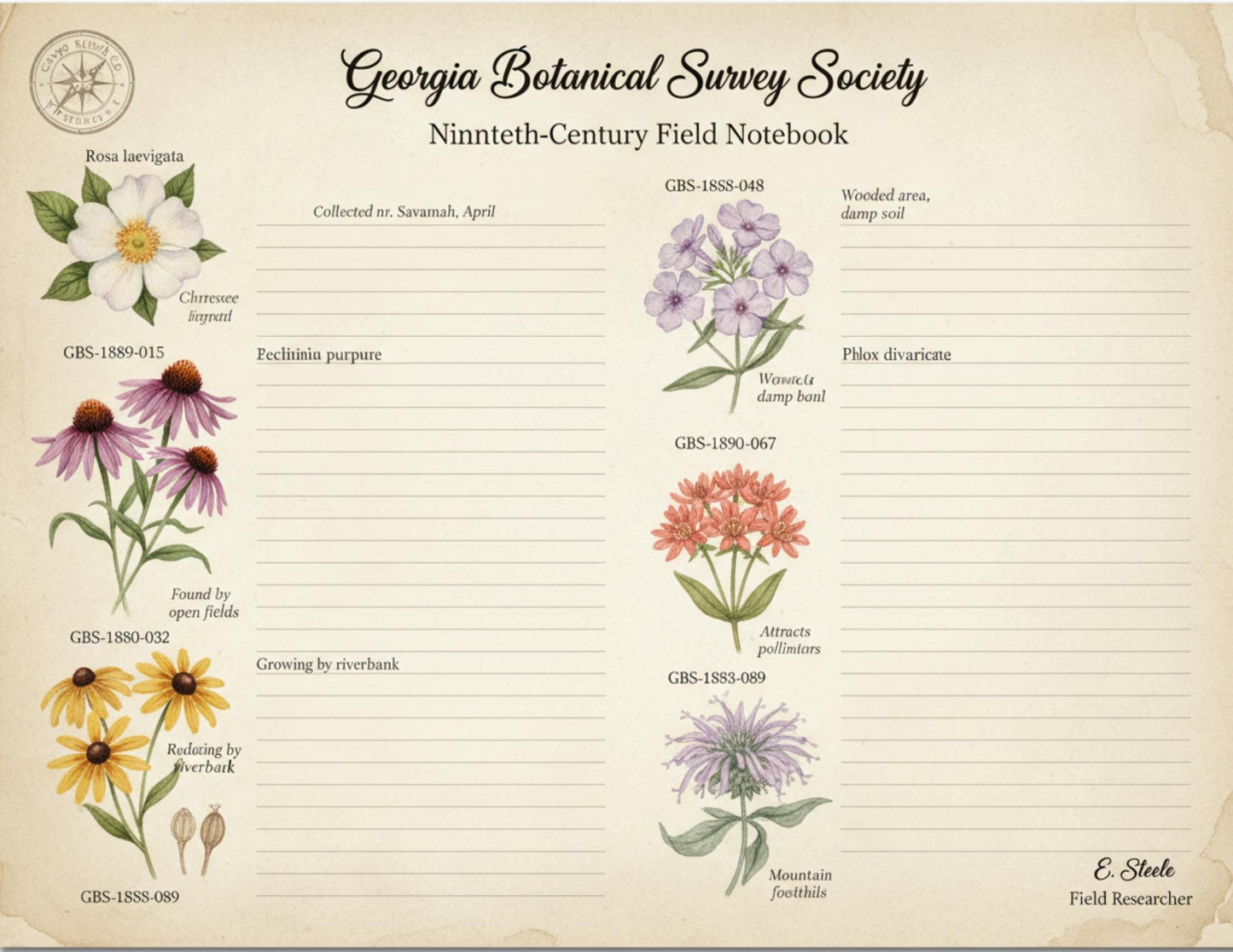 Georgia Botanical Survey Society Native Flora Collection | Vintage Botanical Wildflower & Bird Studies Natural History Ephemera
