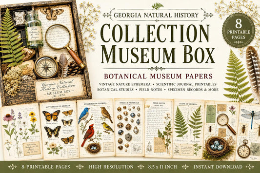 Georgia Natural History Collection Museum Box | Botanical Museum Papers | Vintage Nature Ephemera | Scientific Journal Printables