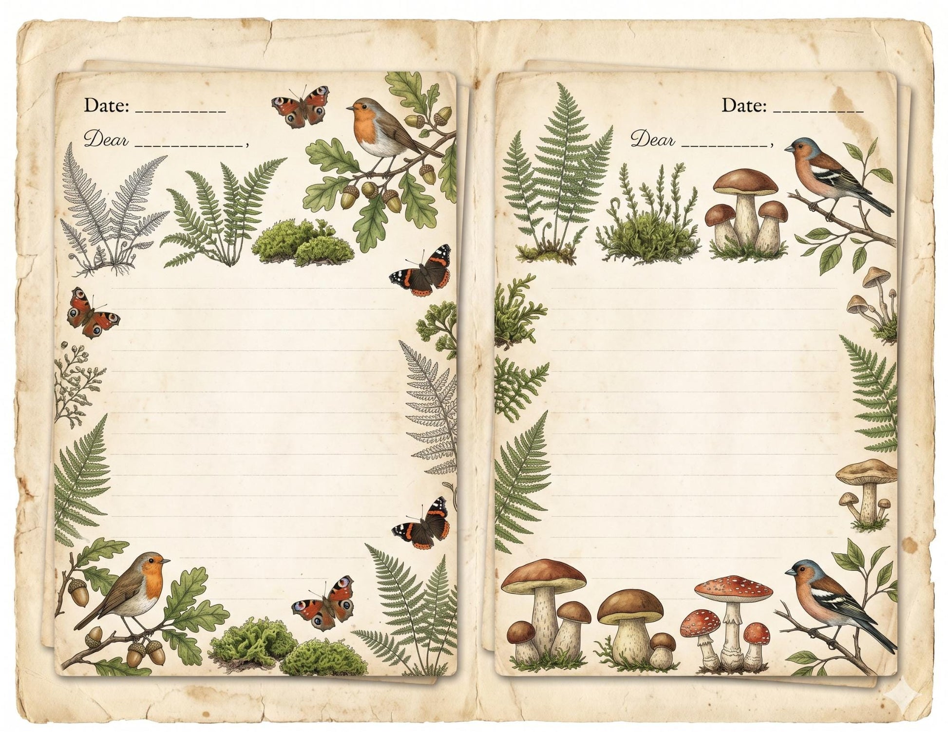 Naturalist Correspondence Archive Volume I | Woodland Field Notes Printable Kit, Nature Journal Ephemera, Observation Records, Journal Pages