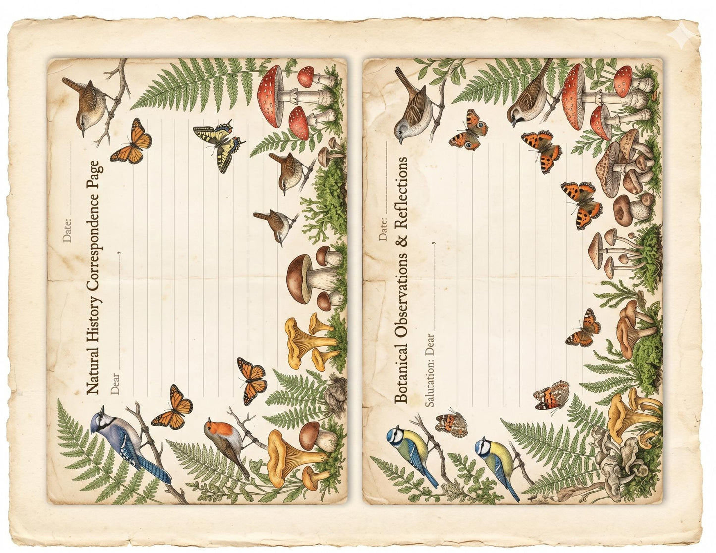 Naturalist Correspondence Archive Volume I | Woodland Field Notes Printable Kit, Nature Journal Ephemera, Observation Records, Journal Pages