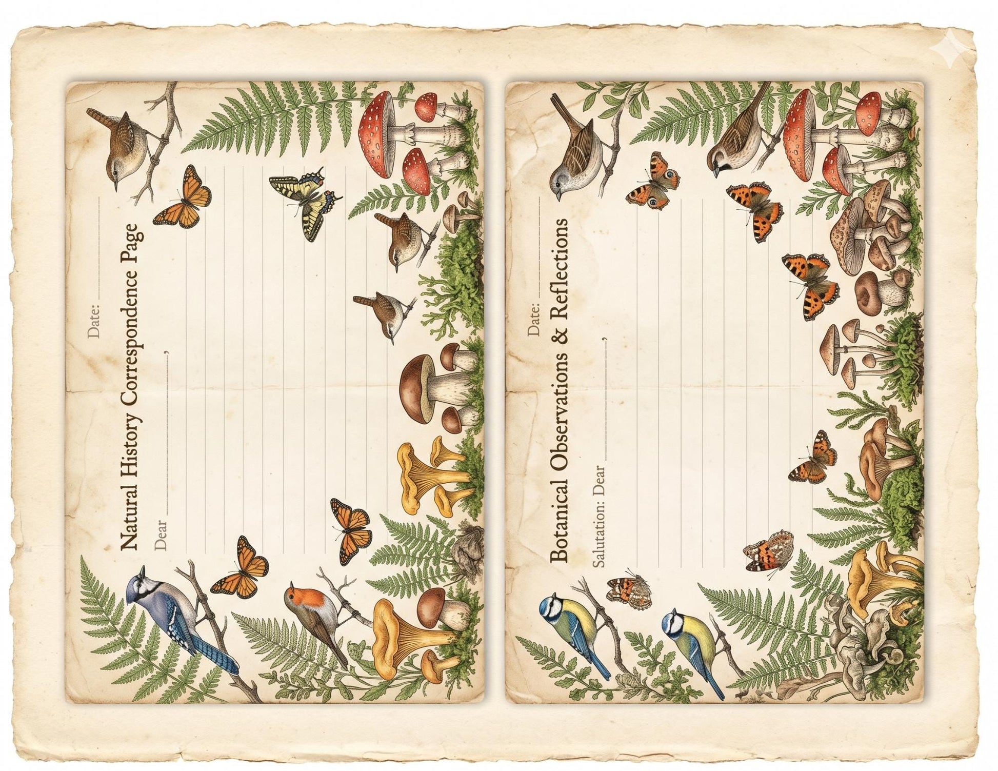Naturalist Correspondence Archive Volume I | Woodland Field Notes Printable Kit, Nature Journal Ephemera, Observation Records, Journal Pages