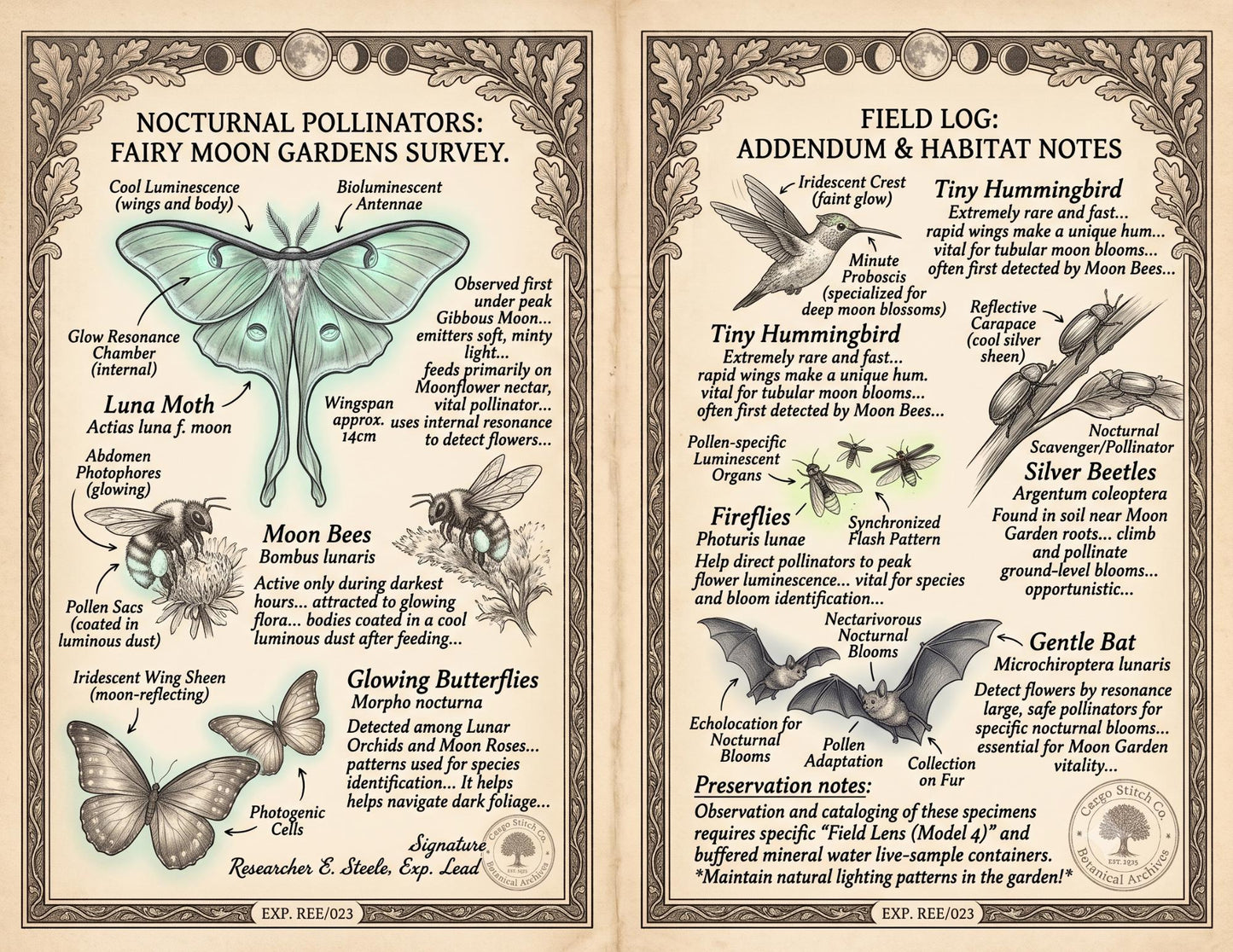 Fairy Moon Garden Society Founding Archives | 17 Printable Junk Journal Pages | Moon Garden Botanical Journal | Fantasy Ephemera