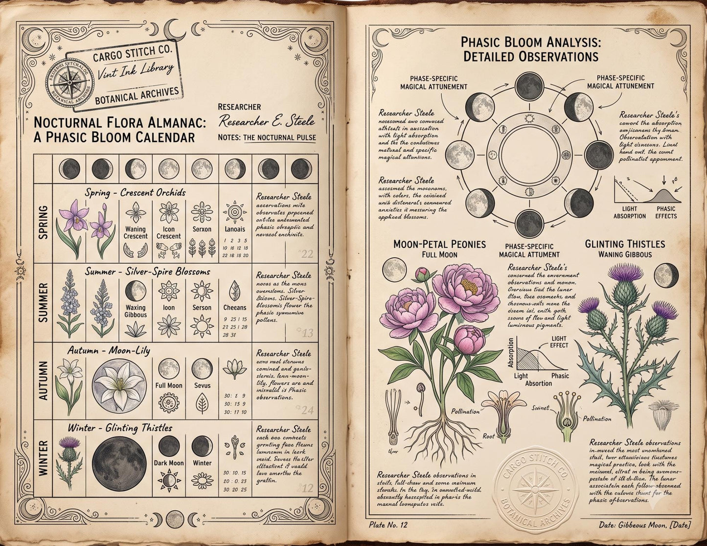 Fairy Moon Garden Society Founding Archives | 17 Printable Junk Journal Pages | Moon Garden Botanical Journal | Fantasy Ephemera