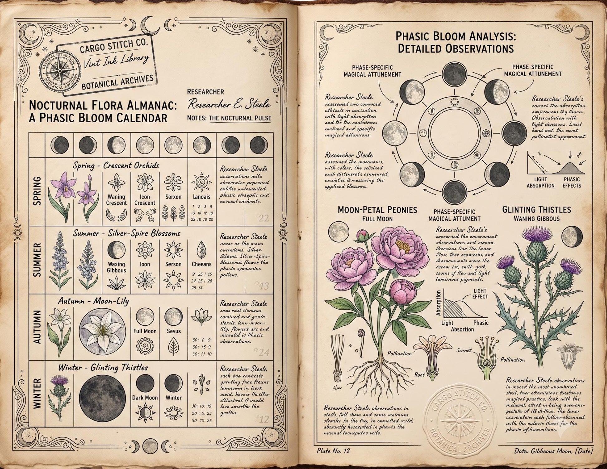 Fairy Moon Garden Society Founding Archives | 17 Printable Junk Journal Pages | Moon Garden Botanical Journal | Fantasy Ephemera