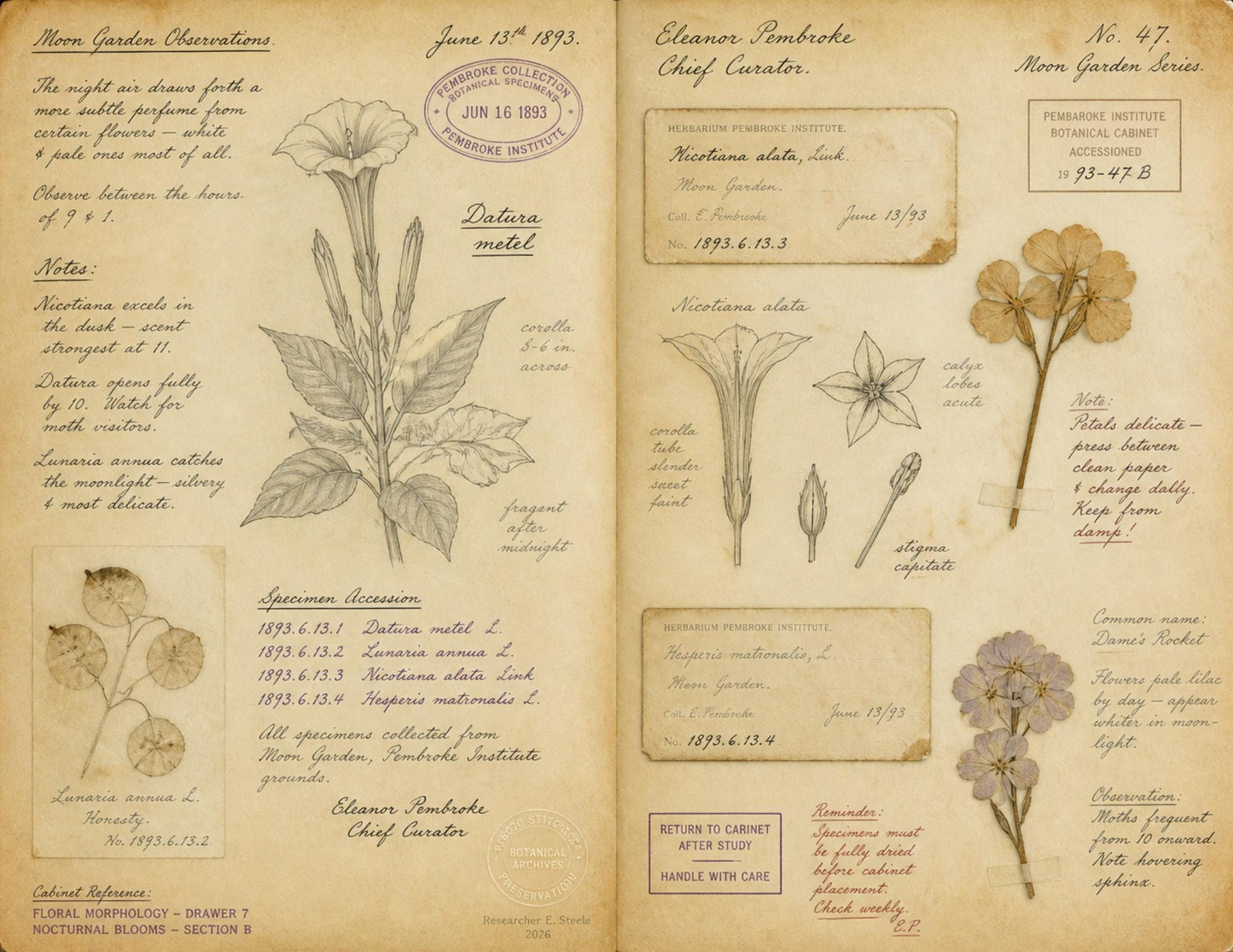 Moon Garden Botanical Society Volume I: Journal of Observations | 20 Printable Junk Journal Pages | Victorian Botanical Archive