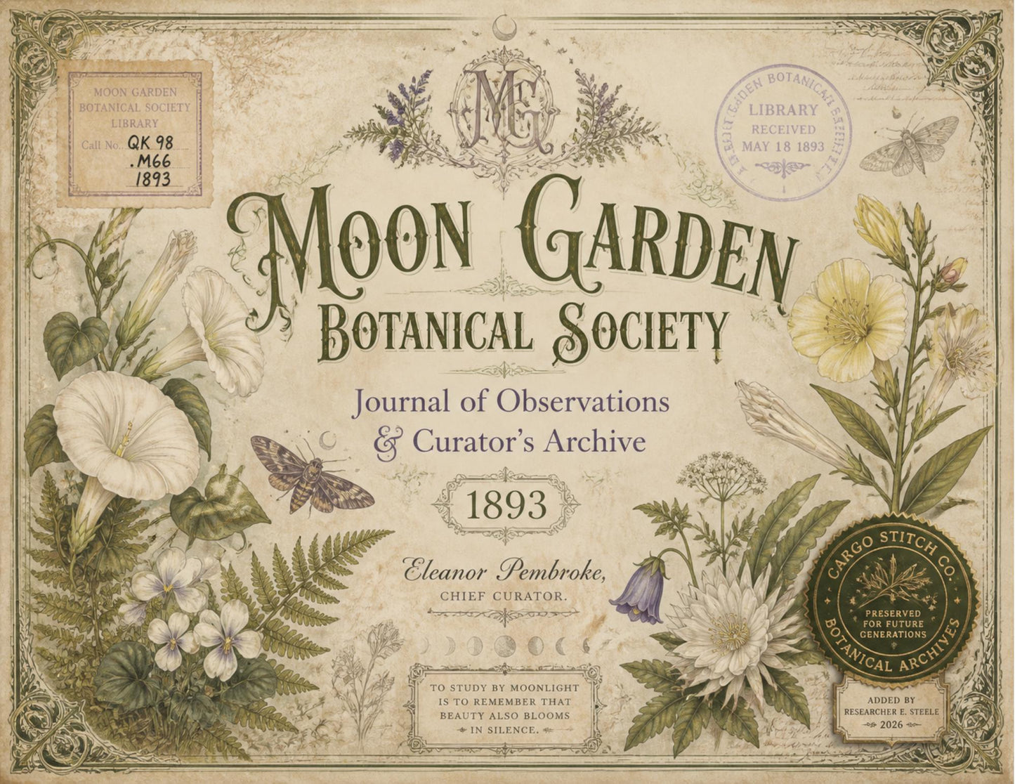 Moon Garden Botanical Society Volume I: Journal of Observations | 20 Printable Junk Journal Pages | Victorian Botanical Archive