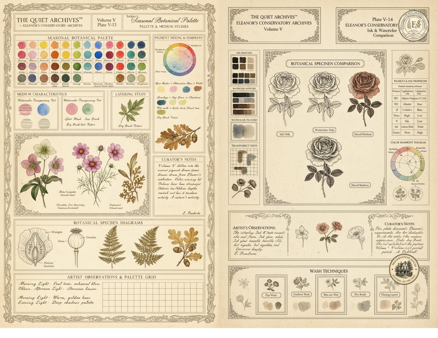 Botanical Color Reference Journal Pages | Volume V | The Quiet Archives™ | Eleanor's Conservatory Archives | Printable Botanical Ephemera