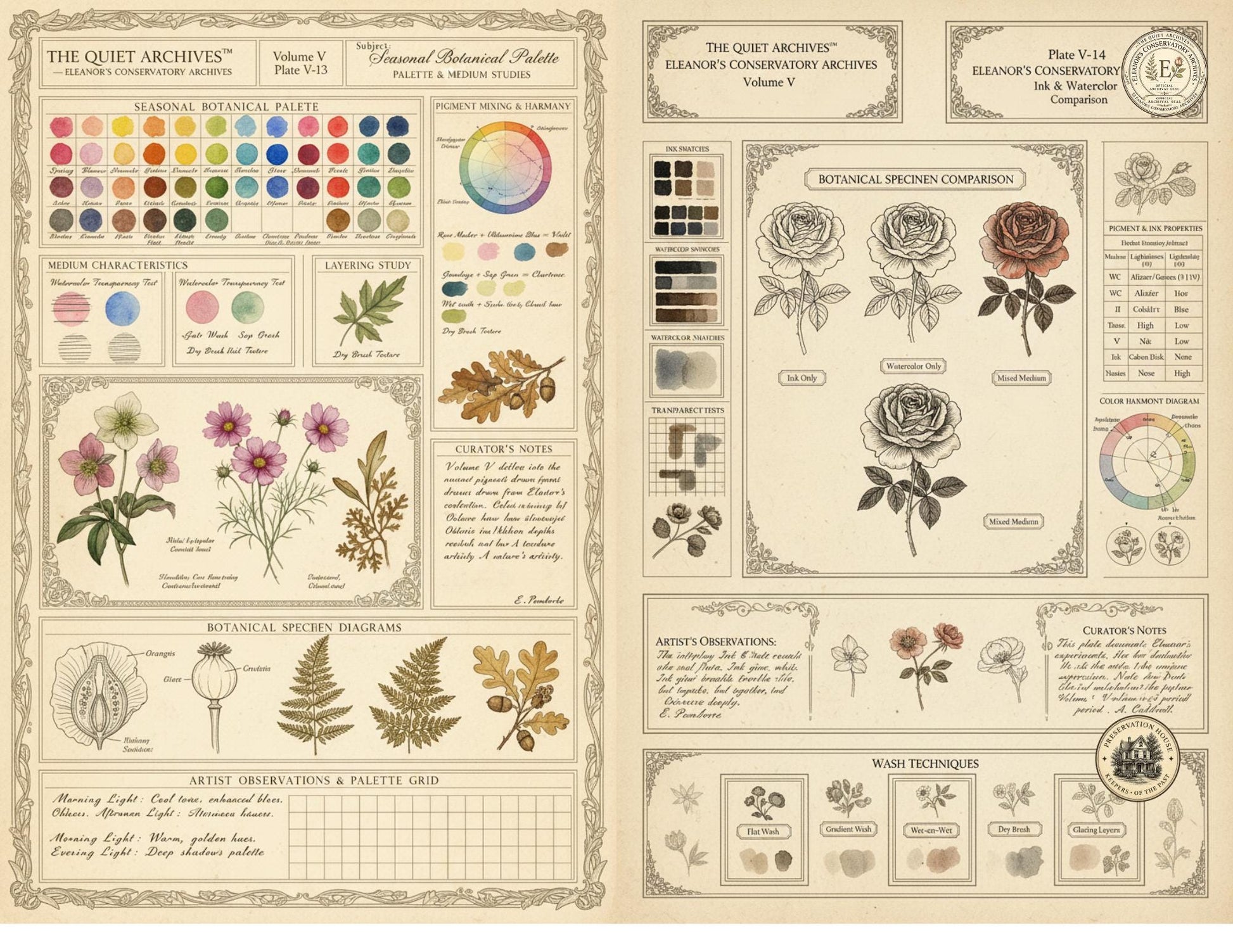 Botanical Color Reference Journal Pages | Volume V | The Quiet Archives™ | Eleanor's Conservatory Archives | Printable Botanical Ephemera