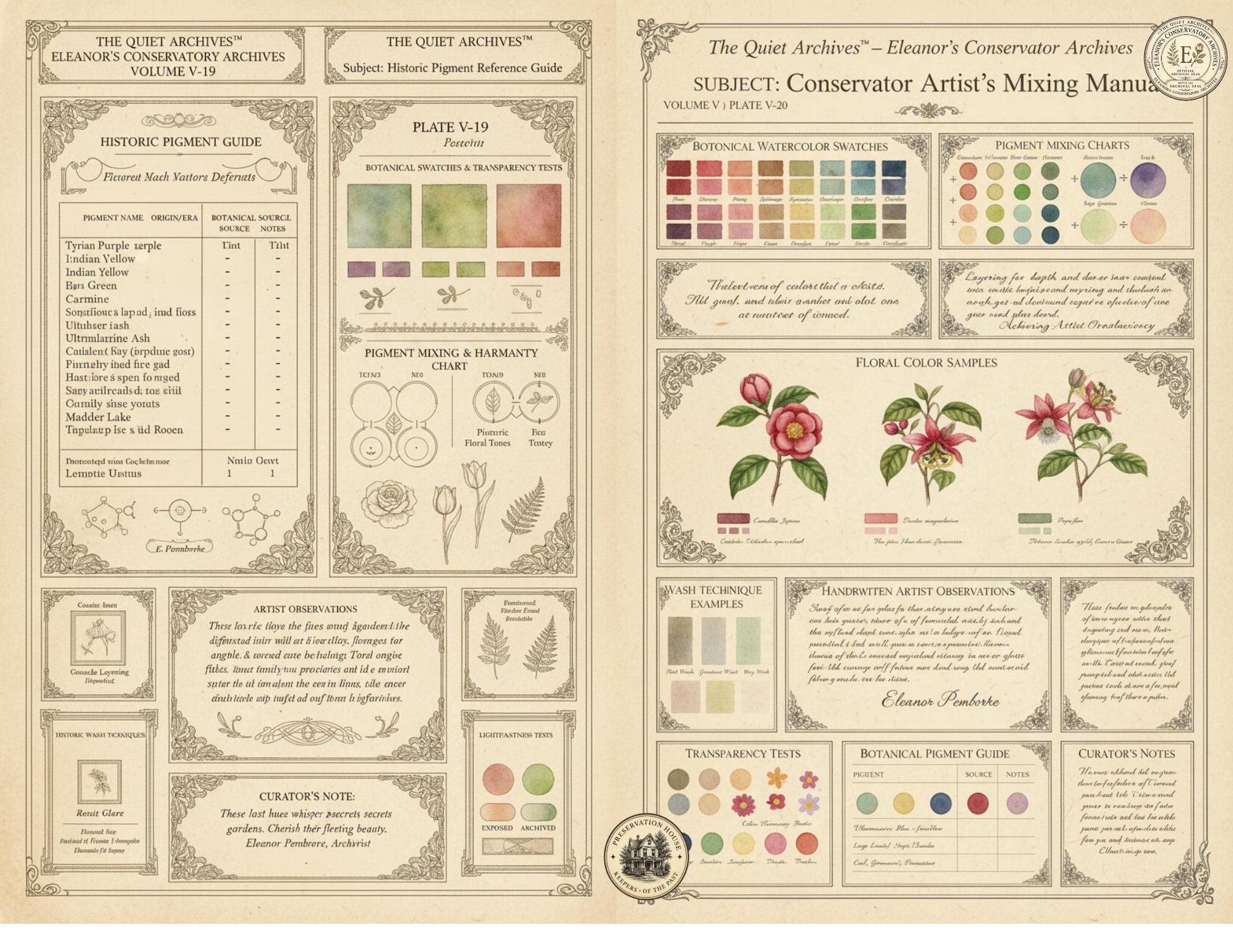 Botanical Color Reference Journal Pages | Volume V | The Quiet Archives™ | Eleanor's Conservatory Archives | Printable Botanical Ephemera